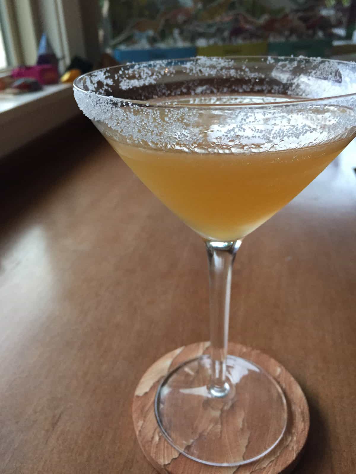 a cocktail with a sugared rim.