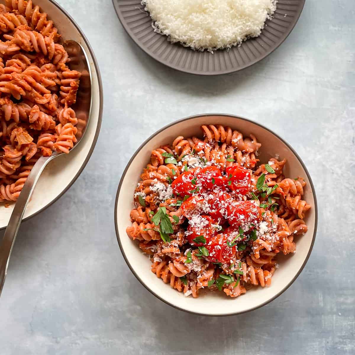 Pink Sauce Pasta with Sautéed Cherry Tomatoes