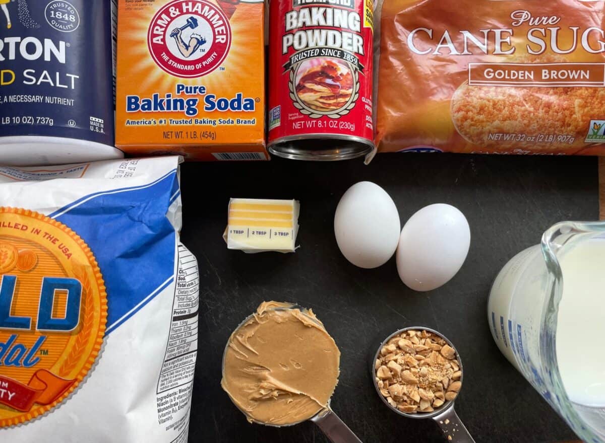 ingredients for peanut butter waffles.