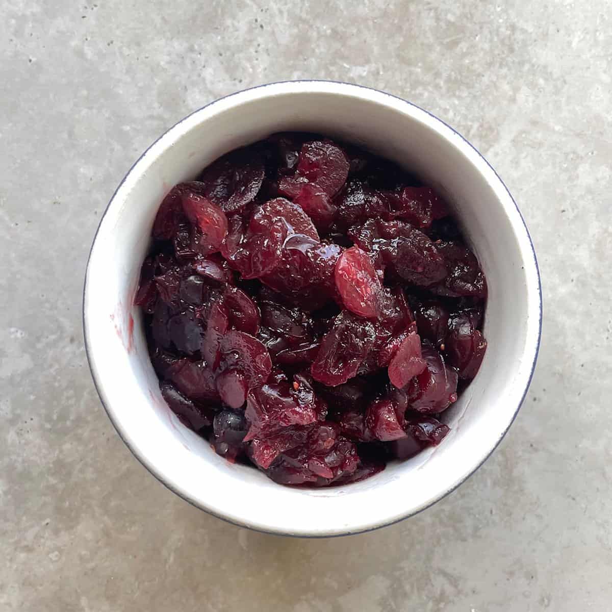 bowl of chunky cranberry sauce.
